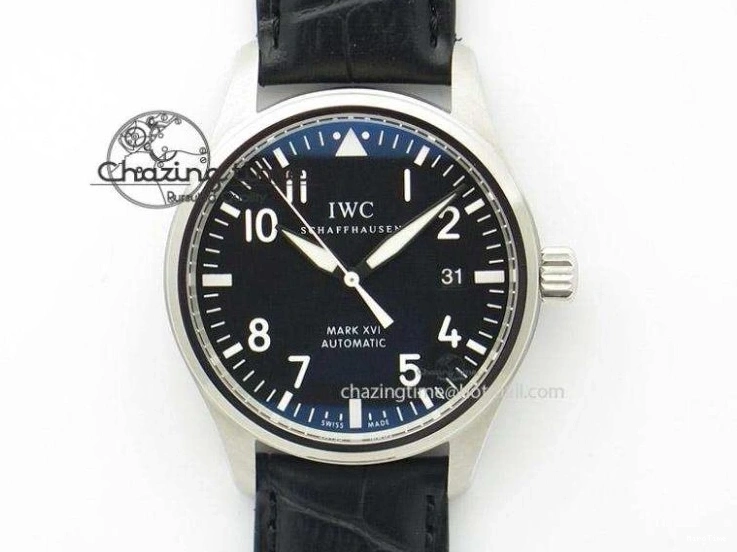 MIROTIME 0224 Original Pilot IW326803 SS MK 1:1 Best Edition Black Dial on Brown Leather Strap MIYOTA 7146